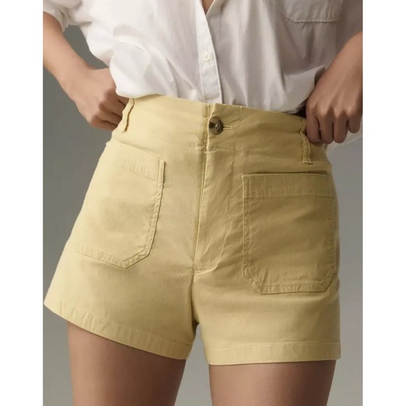 Maeve Pants - Maeve Anthropologie Colette Linen Blend Magic Fabric Shorts Butter Yellow Sz 30